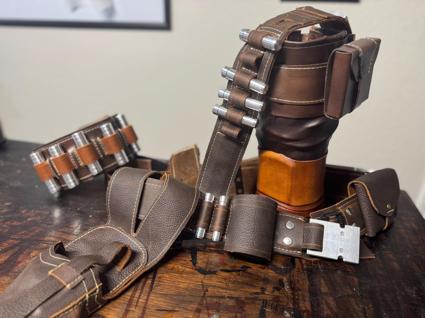 Din Djarin - The Mandalorian- Leather Bandolier, Belt, Holster & Pouches