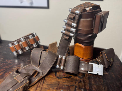 Din Djarin - The Mandalorian- Leather Bandolier, Belt, Holster & Pouches